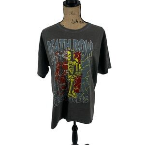 Graphic Tee‎ Death Row Records Washed Gray Casual Cotton Rap Music Urban